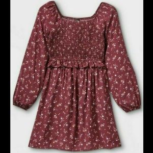 Girl’s smocked challis long sleeve dress- art class LARGE